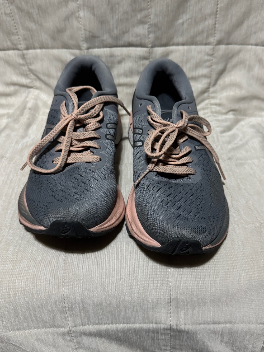 Asics Gray and Pink Women's Gel-Kayano 27 Athletic Running Shoes